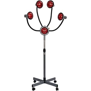 5 Head Infrared Light Heat Therapy Red Lamp Infrared Light Salon Hair Steamer Perming Dyeing Adjustable Height Machine with Rolling Wheels(750 W)