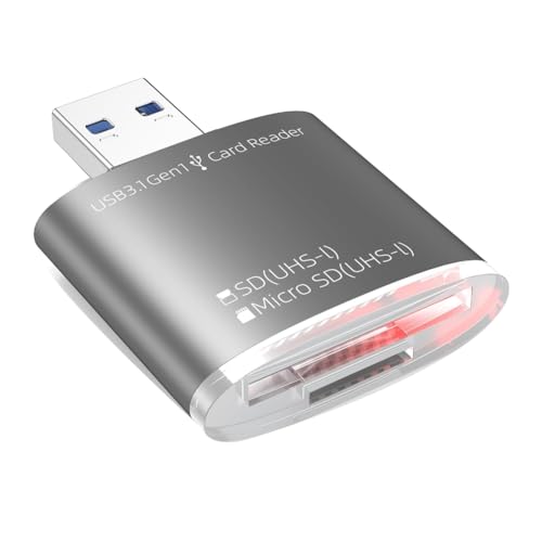 Benssey Adaptador de Lector USB y SD 2 en 1, Adaptador de Tarjeta SD TF A USB 3.0 Compatible con SDHC SDXC MMC UHS-I para Computadora, PC y Portátil