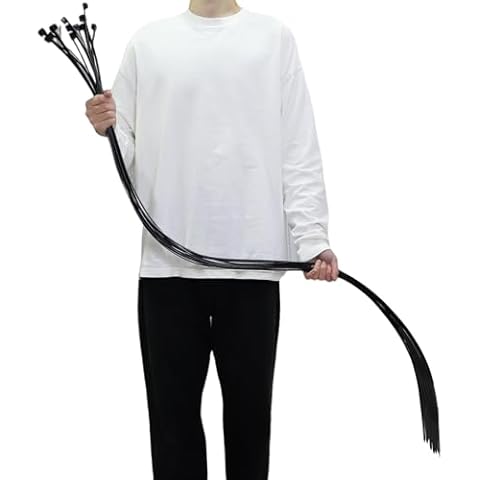 Extra Long Zip Ties Heavy Duty Outdoor, Premium Black 60 inch Large Zip Ties with 200 Pounds Tensile Strength, Ideal for Commercial, Residential, Outdoor Applications, 12 PCS (Black, 60''(Wide-0.35)) Cover
