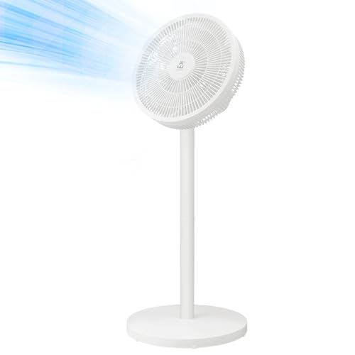 EXTRASTAR Ventilador de Pie Silencioso, oscilante, Modo Noturno, 3 velocidades, diámetro de hélice 32 cm, Con Aspas, Moderno, Color Blanco