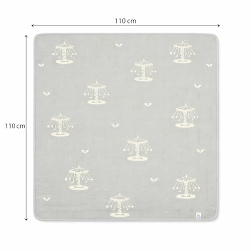 Image of 100% Cotton 6-Layer Muslin Baby Blanket | Super Soft, Breathable & All Seasons Multipurpose Blanket for Babies (Caraousel - Grey)