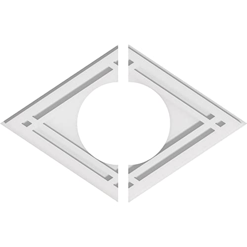Image of Ekena Millwork CMP20X13DD2-07000 Diamond Architectural Grade PVC Contemporary, Two Piece Urethane Ceiling Medallions 20 inchW x 13 3 /8 inchH x 7 inchID x 7 inchC x 1 inchP