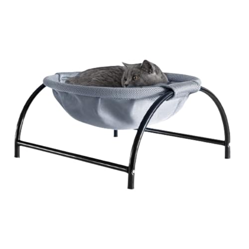 Bivoyud ペット小屋 小型犬 猫 ユニバーサル ハンギングバスケットベッド 地面から離れたメッシュ 鉄製フレーム 犬小屋 ペットハンモック 犬 猫ベッド 自立型 猫用寝床 猫用ベッド 猫用品 ペット用品 取り外し可能 組み立て簡単 屋内外 (グレー)