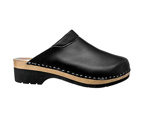 ESTRO Zuecos De Madera para Mujer Calzado Sanitario De Trabajo CDL02 (39, Negro 1)
