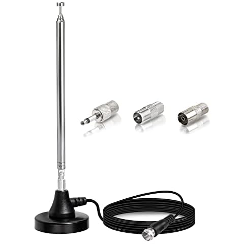 Bingfu DAB UKW Radioantenne Digitale Teleskopantenne für den Innenbereich mit Magnetfuß 3 m Verlängerungskabel für 75 Ohm DAB DAB+ FM Radio Tuner Stereo Empfänger AV-Empfänger HiFi-Empfänger Cover