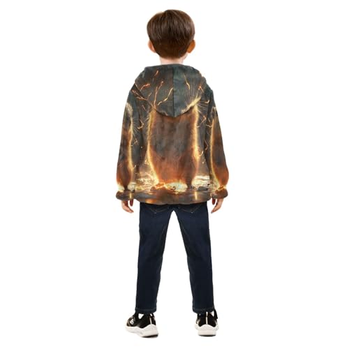Glowing Capybara with Sparks Toddler Fleece Jacket Girl Boys Hooded Fleece Jacket Coat Warm Outwear Zip-up 3-10T4