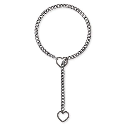 ADEMISHIA Heart O-Ring Slip Chain Halskette für Frauen, Handgemachter Punk Gothic Schmuck Verstellbare Lariat Y-Halskette