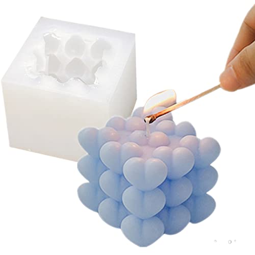 Kerzenform Herz Würfel DIY Kerze Silikonform Bubble Cube Kerze für die Herstellung von Kerzen Duftkerze Handgemachte Seife Home Decoration Aromatherapie Form Cover