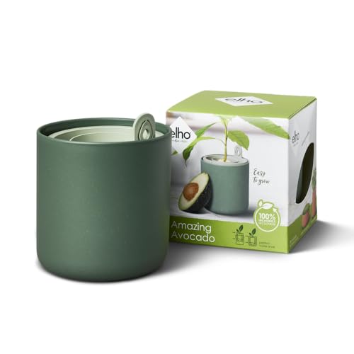 elho Amazing Avocado Pot 12 - Blumentopf für Züchten Und Ernten - 100% recyceltes Plastik - Ø 12.0 x H 12.1 cm - Grün/Laubgrün