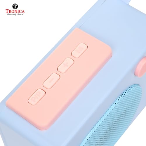 Image of Tronica Nawab 12W Portable Bluetooth Speaker with Metal Grill, Rechargeable Battery, 5 Hours Playback, FM Radio, USB & AUX Support (Multicolor Packed in a Jute Bag)