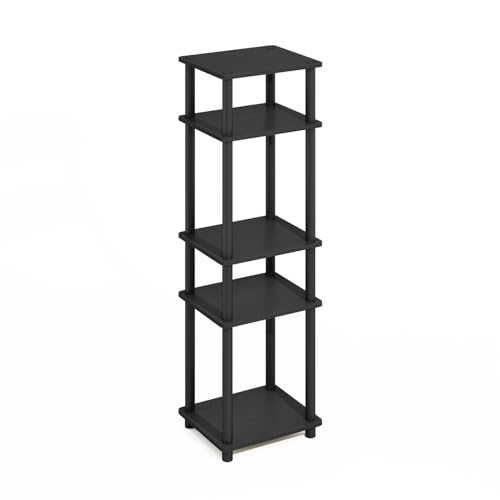Image of Furinno Turn-N-Tube Storage Shelves, Stackable Standing Shelf, Open Corner Shelf, for Organization and Storage, Living Room, Garage, Home Office, Americano