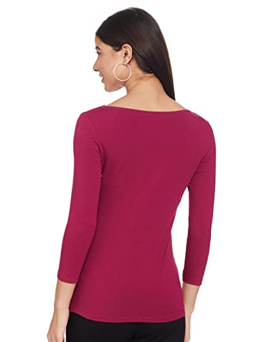 Image of Marks & Spencer Womens Solid Cotton Blend Boat Neck Slim Fit T-Shirt