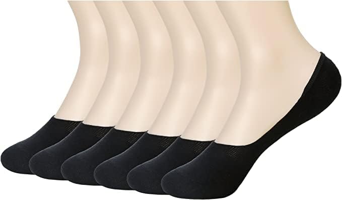 Mens Thin Casual Low Cut No Show Socks Non Slip Heel Grip 6 Pairs (Low)