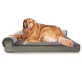 Peto-Raifu ベッド クッション 犬ベッド ペットベッド ペットソファーベッド 洗える ふわふわ 犬寝床 防水 滑り止め 老犬介護 床ずれ 防止 通年使用 冬/夏 秋田犬 中型犬 大型犬 多頭飼い グレー 107*76*19cm