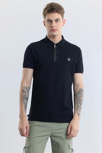 Image of SNITCH Men Polo T-Shirt | Slim Fit Design with Plain Pattern & Polo Collar | 100% Cotton Fabric for Casual Wear, College Wear & Street Style