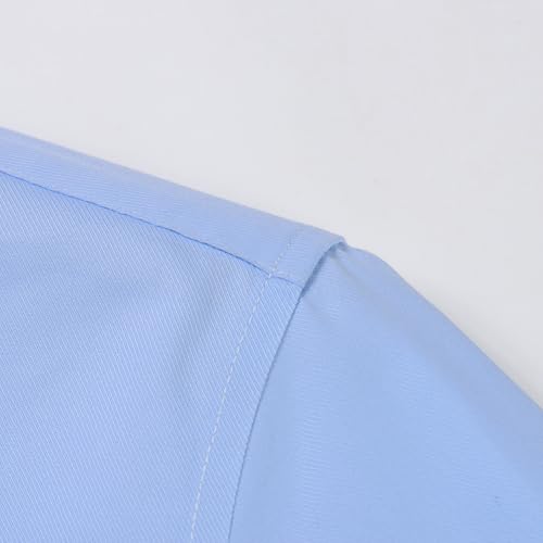 Men's Solid Color Long Sleeve French Cuff Dress Shirts, Hidden Button Front, Includes Blue Gemstone Cufflinks4