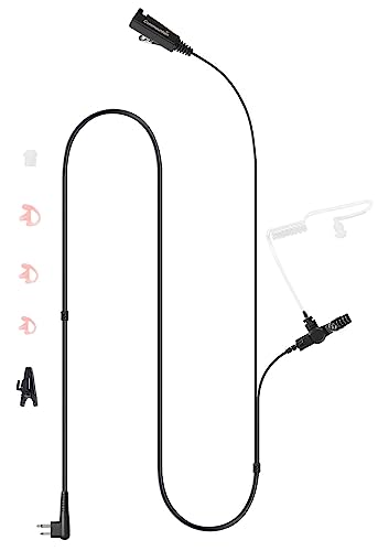 commountain Two Wire Earpiece with Mic for Motorola Radios R2 BRP40 BPR40D CP100D CP200 CP200D CP185 CLS1410 CLS1110 DTR650 RDU4100 RDU4160D RMU2040 RMU2080D CLS 1410 RDU RMU, Surveillance Headset