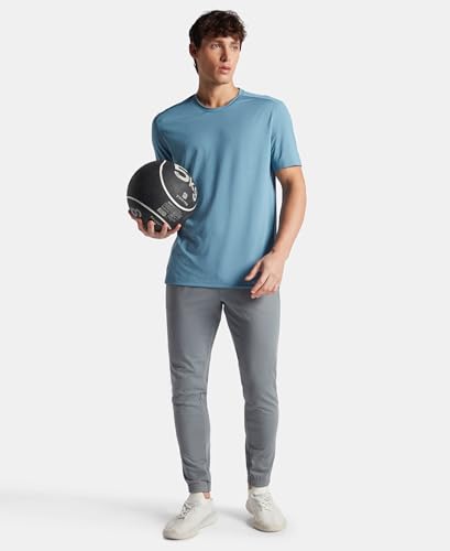 Image of Jockey MV37 Men Recycled Microfiber Elastane Stretch Fabric Round Neck Half Sleeve Breathable Mesh Active Wear T-Shirt