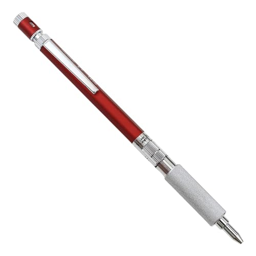 Image of OHTO MS01 0.5mm Mechanical Pencil - Precision Metal Drafting Pencil with Adjustable Lead Control, Knurled Grip & Durable Aluminum Red Body | Made in Japan