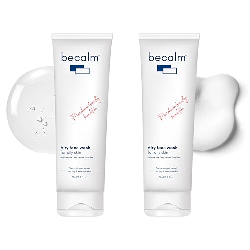 Becalm Daily Salicylic Acid Face Wash for Oily and Acne Prone Skin | Airy face wash for Men & Women | Soap & Sulphate free | Oil, Acne, Dullness, Pore control | Microbiome friendly | With Quaternium - 73 & Prebiotic | No fragrance (2x80ml)