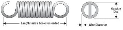 SR C-223 - Extension Spring 1/2' Outside Diameter x 5' Long x .072' Wire Diameter (Package of 2)