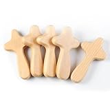 Syfunlv Kreuz aus Kiefernholz,Edles kleines Holzkreuz,Ergonomisches Design,für Komfort,Konfirmation,katholisches christliches Kreuz,Geschenke für Gebet,Meditation,Unterstützung bei Krankheit(Stil 3)