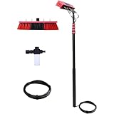 Pértiga Telescópica Para Limpieza De Ventanas, Herramienta De Limpieza De Alto Alcance, Kit De Cepillo Extensible Para Paneles Solares, Kit De Limpieza Con Manguera Para Invernaderos De 55 Cm, 3,6 M,