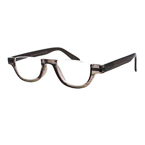 Magnified Lens Reading Glasses Cropped Flat Top Half Rim Spring Hinge