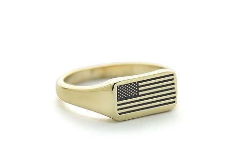 Bague personnalisée drapeau USA en or le cadeau mémorable unique