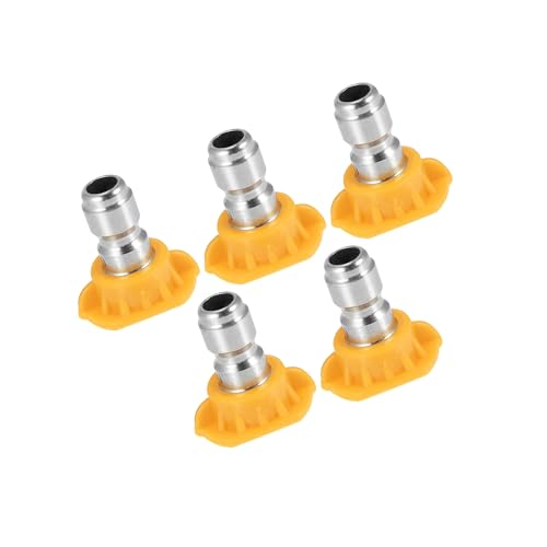 Partuto 15 Degrees High Pressure Washer Spray Nozzle Tips Quick Connector Yellow 5 Pcs Replacement