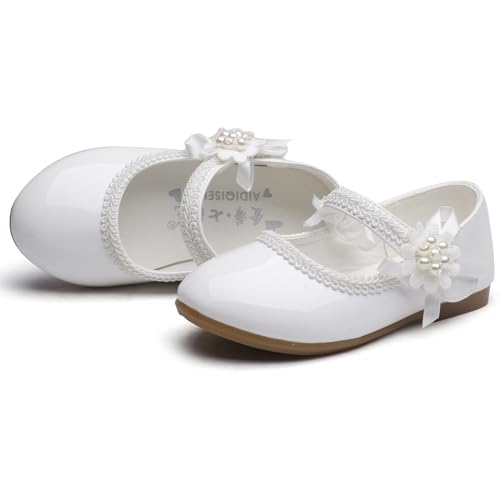 Little Flower Girls Shoes Soft Sole Round-Toe Dress Mary Jane Shoes Ballet Flats(Toddler/Little/Big Kid)3