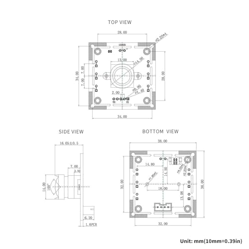 Módulo de cámara OV9732 de 100 grados gran angular con conexión USB para proyectos pack de 3 5