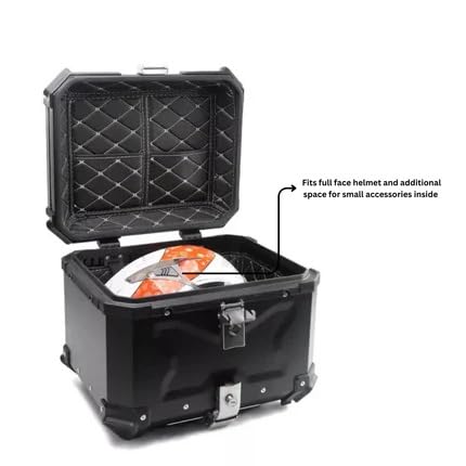 Image of CORE 45L Aluminium Motorcycle Travel Combo | X-Type Touring Storage with Universal Mount Plate | Lockable Rear Luggage Carrier for Travelling Needs | Water-Resistant Top Case - Stealth Black