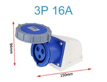 KAMCON? Industrial IP 67 Plugs, wall socket and mobile socket pack of 1 (Ip 67 wall socket 16AmpX3pin) 1