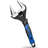 Adjustable Wrench with Grip, 6inch Deep Jaw Wide Opening Mouth Adjustable Wrenches SAE and Metric Sc