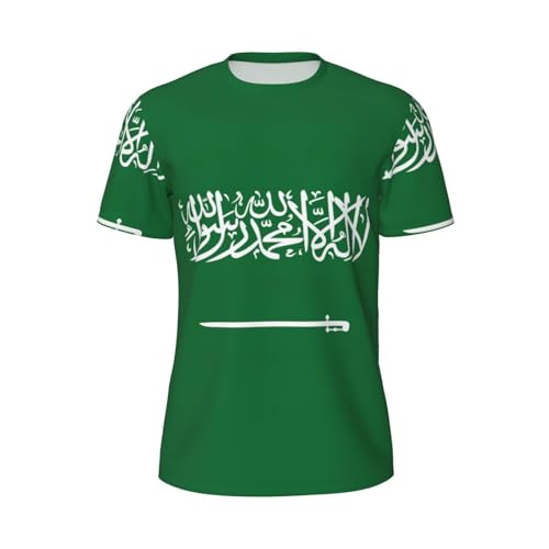 GaxfjRu Flag of Saudi Arabia Men's Quick-Dry Dry Fit T-Shirts - Moisture Wicking Athletic Shirts, Short Sleeve Gym Shirts for Workouts Black