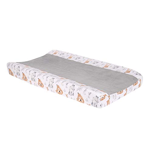 Image of Lambs & Ivy Painted Forest White Minky Changing Pad Cover