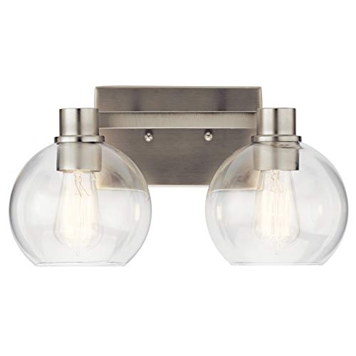 Image of Kichler The Harmony 15.5 inch 2 Light vanity light with clear glass Brushed Nickel
