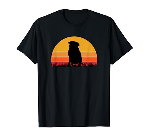 Pug Dog Doggie Pup Puppy Sunset Orange Black Retro Cute T-Shirt