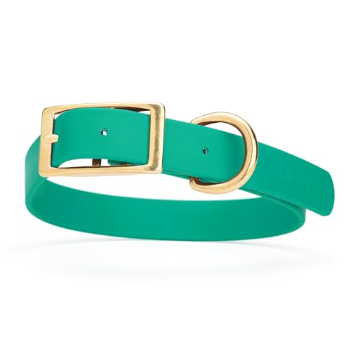 Image of Viper Biothane Heavy Duty Waterproof Dog Collar Strong Coated Nylon Webbing w /Solid Brass Hardware Odor-Proof Easy to Clean High Performance Fits Small Medium or Large Dogs, Teal
