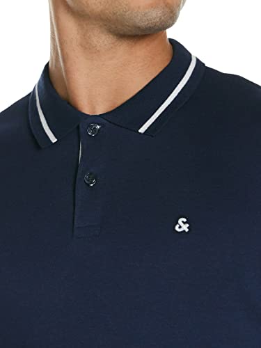 JACK & JONES Men Slim Fit Polo Shirt JJEJERSEY Uni Summer Shirt Short Sleeve Basic Jersey Cotton, Couleurs:Bleu-Marine, Size:L - Image 5