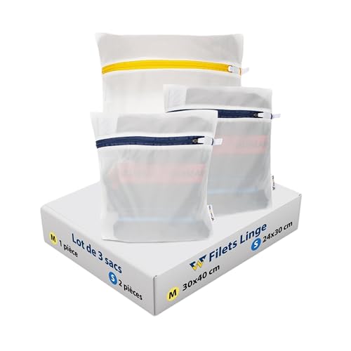 ComwithSafe Lot de 3 petits Filets à Linge Solides pour Machine à Laver - 100% Polyester 100 gsm - Sacs de Lavage avec Fermeture Eclair Résistante pour...