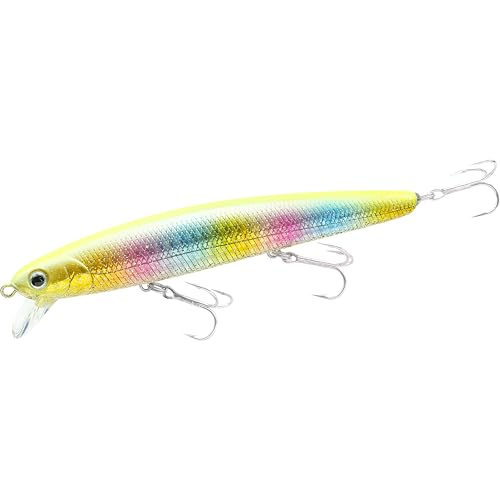 LUCKY CRAFT FlashMinnow 110 Ghost Series Saltwater Fishing Lures, Jerkbait for Halibut and Bass Fish, Slow Suspending 1&ndash;2 ft, Surf Fishing Gear and Tackle Box Accessories, 751 Gorgeous Lemon Candy