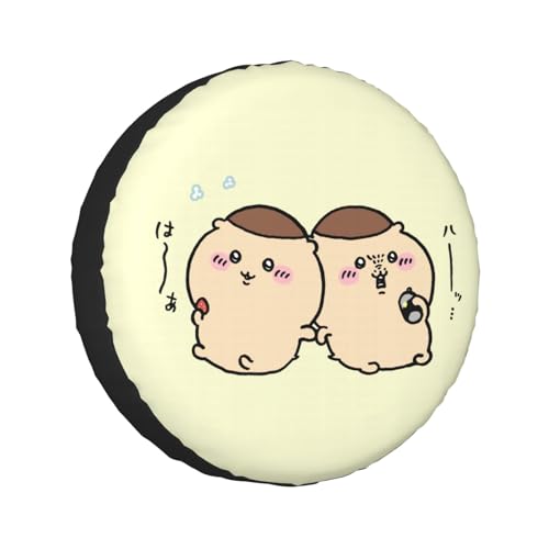 タイヤカバー ちいかわ くりまんじゅう スペアタイヤカバー おしゃれ タイヤ収納 防塵 防水 防紫外線 日焼け止 汚れ防止 劣化対策 タイヤバッグ 持ち運び便利 取付簡単 カー用品 14〜17インチ 屋外 軽自動車 普通車 汎用 15インチ:直径70-75