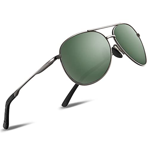 wearPro Polarisierte Piloten-Sonnenbrille für Männer und Frauen, Schutzbrille, klassisch, ultraleicht, blendfrei, Fahren Angeln, Sport, 3-Grau Grün Cover