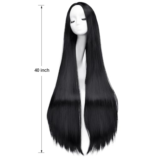 AGPTEK Peruca, peruca sintética para mulheres, peruca longa reta de 40 polegadas/100 cm, peça no mei