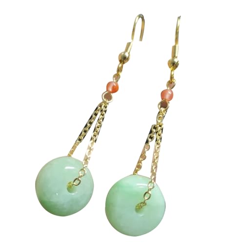 Jadéite naturelle boucles d'oreilles argent S925 plaqué or, bijou jade femme tendance