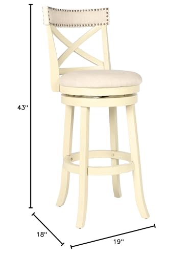 New Classic Home Furnishings Butaco York con giro 360°, juego de 2, 29 pulgadas, respaldo en X, asiento y respaldo tapizados en tela beige crema miniatura 3