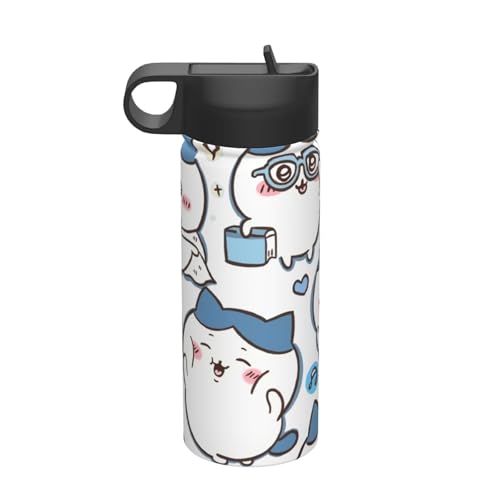 ステンレスカップ ちいかわ ハチワレ コーヒーカップ 車用 タンブラー かわいい 大容量 保温 保冷 真空断熱 蓋付き 水筒 ウォーターボトル 取っ手付き 持ち運びやすい スポーツ アウトドア オフィス 家庭用 車用 男女兼用 誕生日プレゼント 500ml