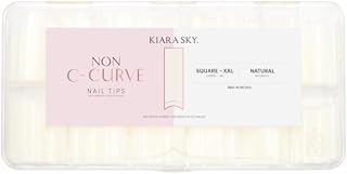 Kiara sky Nail Tips | Non C-Curve Square Natural | 500 pieces | XXL Length | 10 Sizes